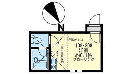 ソラシア 間取り図 108・208号室(1ルーム+ロフト・洋室約6.1帖)